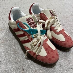 Adidas Samba Red and Cream Heart Sneakers